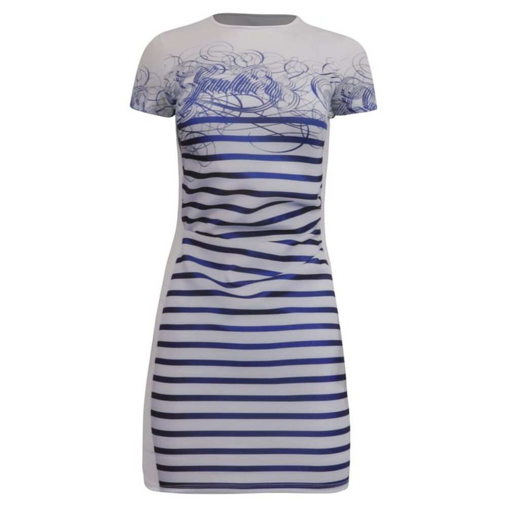 Jean Paul Gaultier 'The Calligraphie Marinière' Mini Dress in Blue Polyester